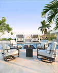 Nature's Wood Rectangle Firepit Table Live Edge - LOOMLAN - Castelle - Outdoor Fire Tables