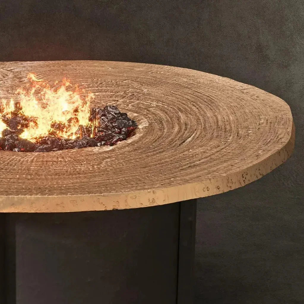 Nature&#39;s Wood Round Firepit Table - LOOMLAN - Castelle - Outdoor Fire Tables