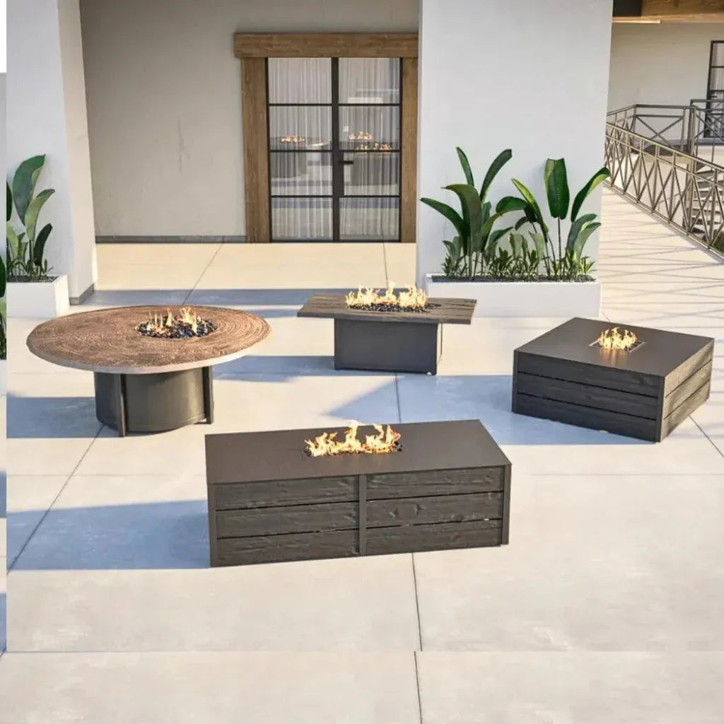 Nature&#39;s Wood Round Firepit Table - LOOMLAN - Castelle - Outdoor Fire Tables