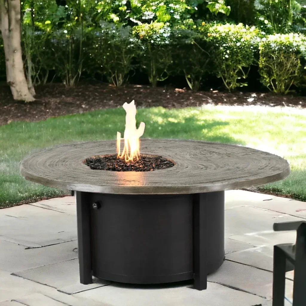 Nature&#39;s Wood Round Firepit Table - LOOMLAN - Castelle - Outdoor Fire Tables