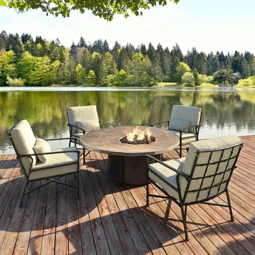 Nature&#39;s Wood Round Firepit Table - LOOMLAN - Castelle - Outdoor Fire Tables