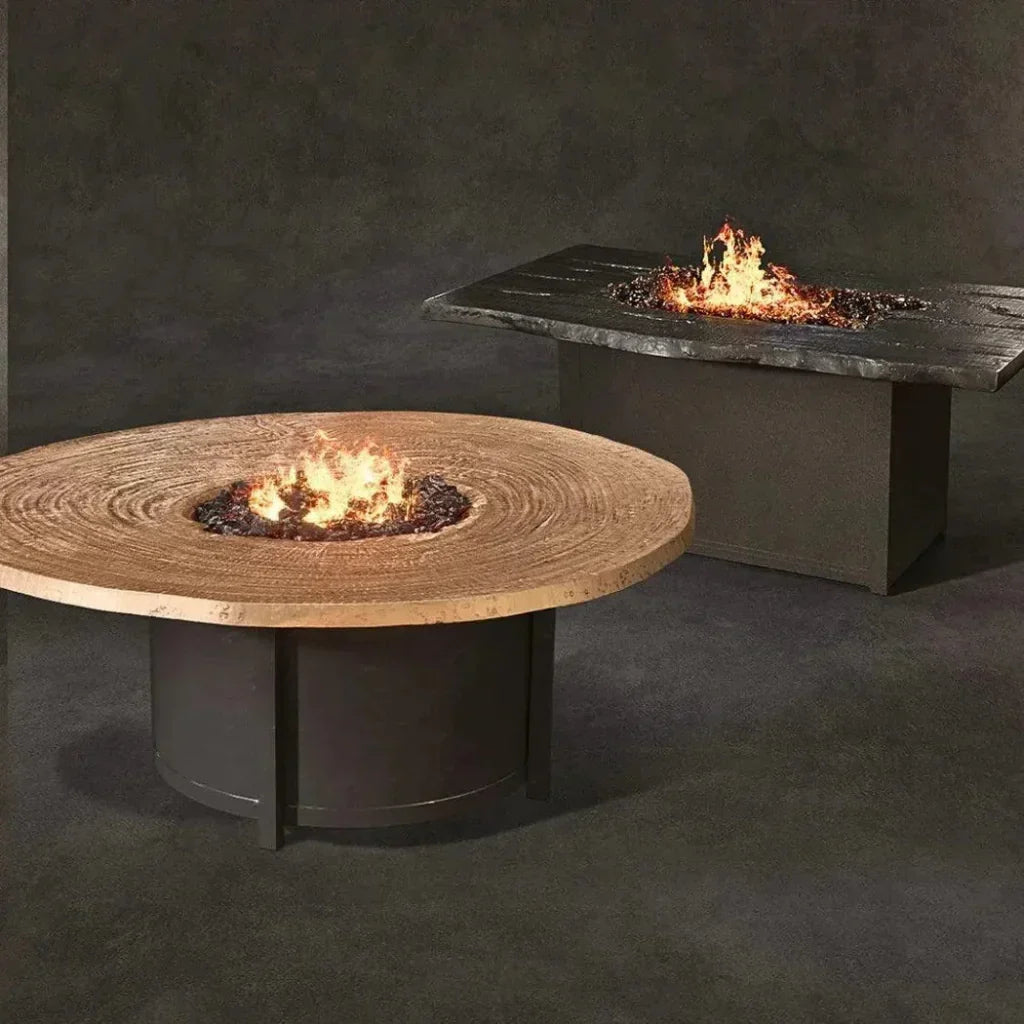 Nature&#39;s Wood Round Firepit Table - LOOMLAN - Castelle - Outdoor Fire Tables