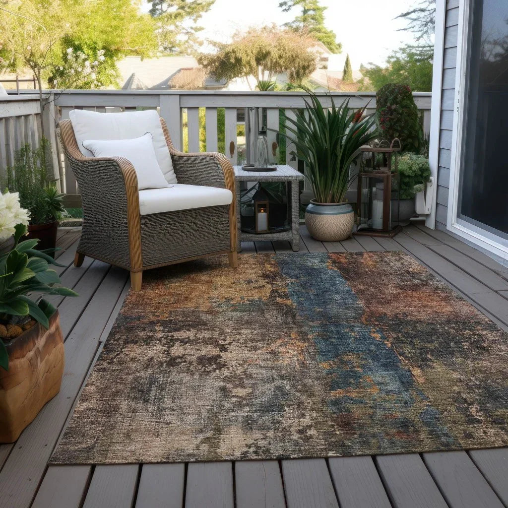 LOOMLAN Rugs Nayara Blue Washable Indoor-Outdoor Rug