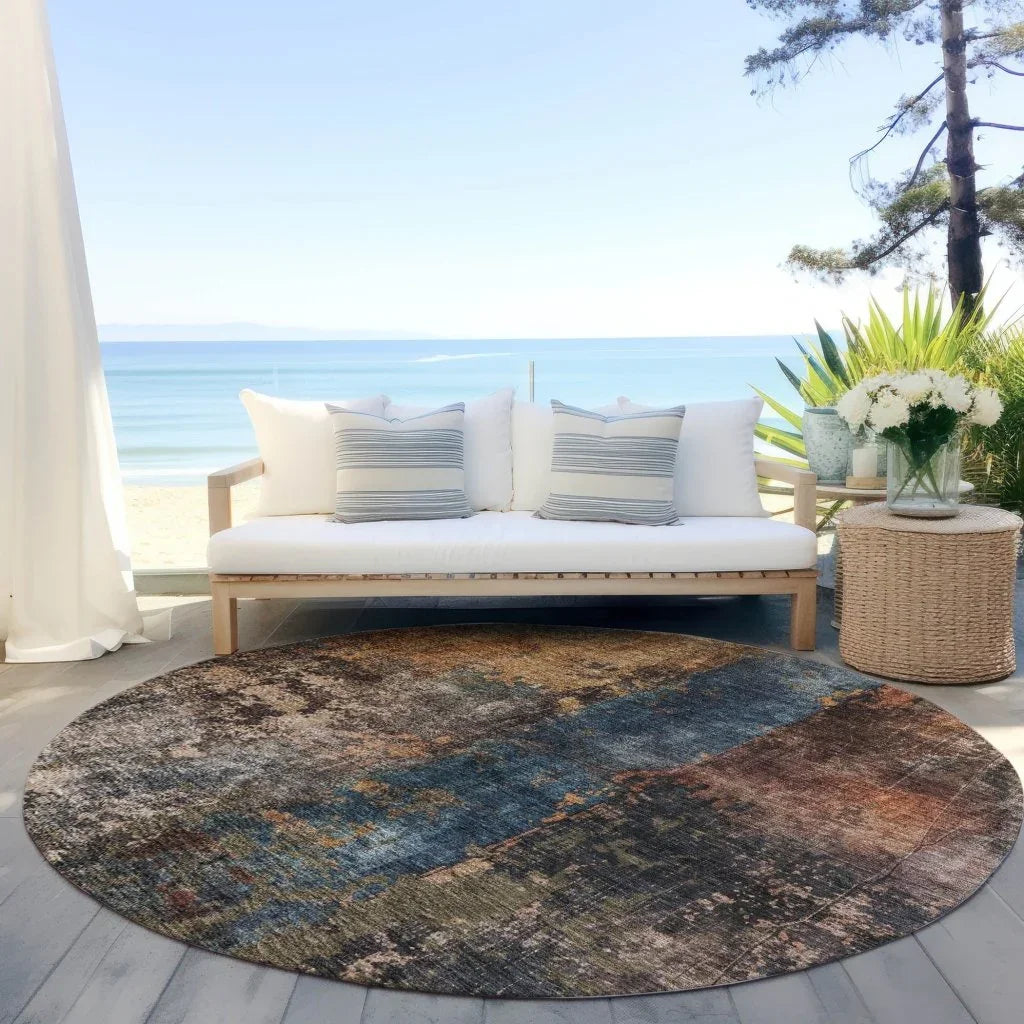 LOOMLAN Rugs Nayara Blue Washable Indoor-Outdoor Rug