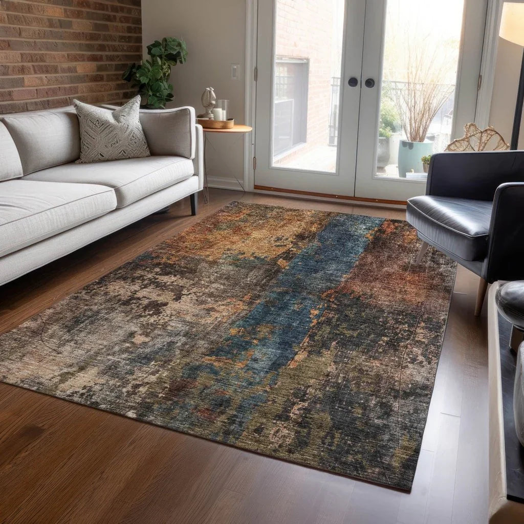 LOOMLAN Rugs Nayara Blue Washable Indoor-Outdoor Rug