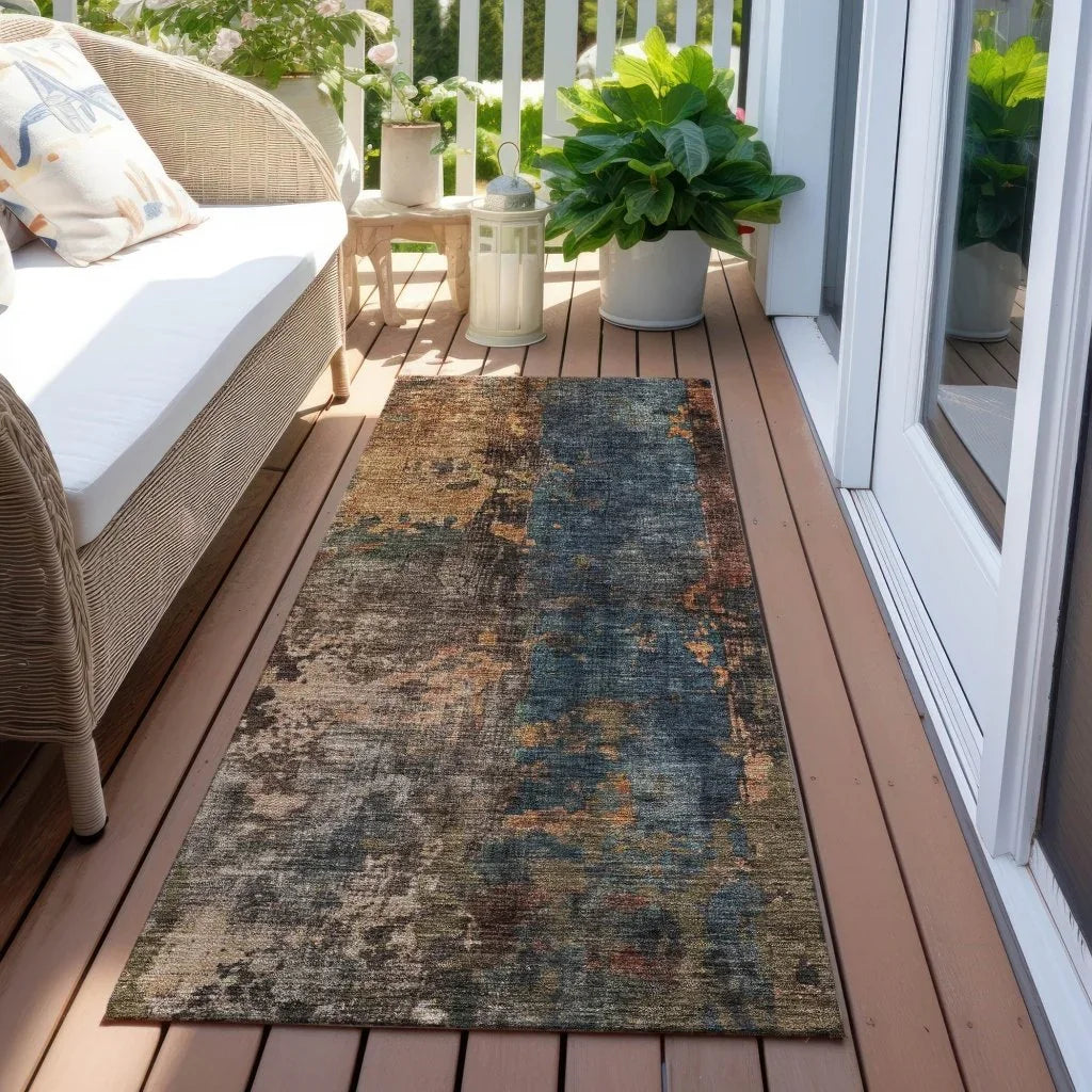 LOOMLAN Rugs Nayara Blue Washable Indoor-Outdoor Rug