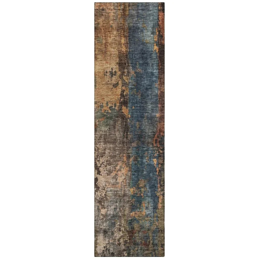 LOOMLAN Rugs Nayara Blue Washable Indoor-Outdoor Rug