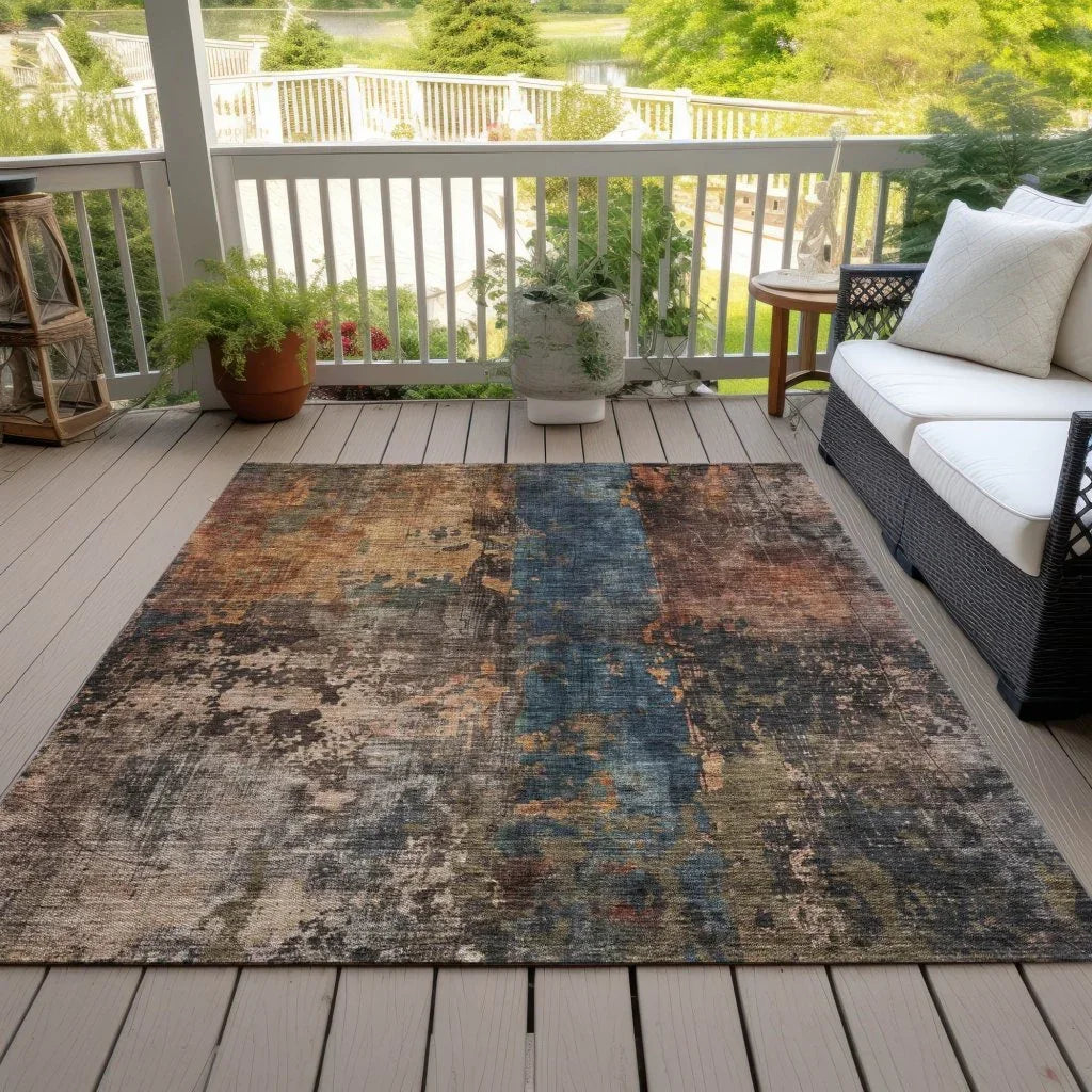 LOOMLAN Rugs Nayara Blue Washable Indoor-Outdoor Rug