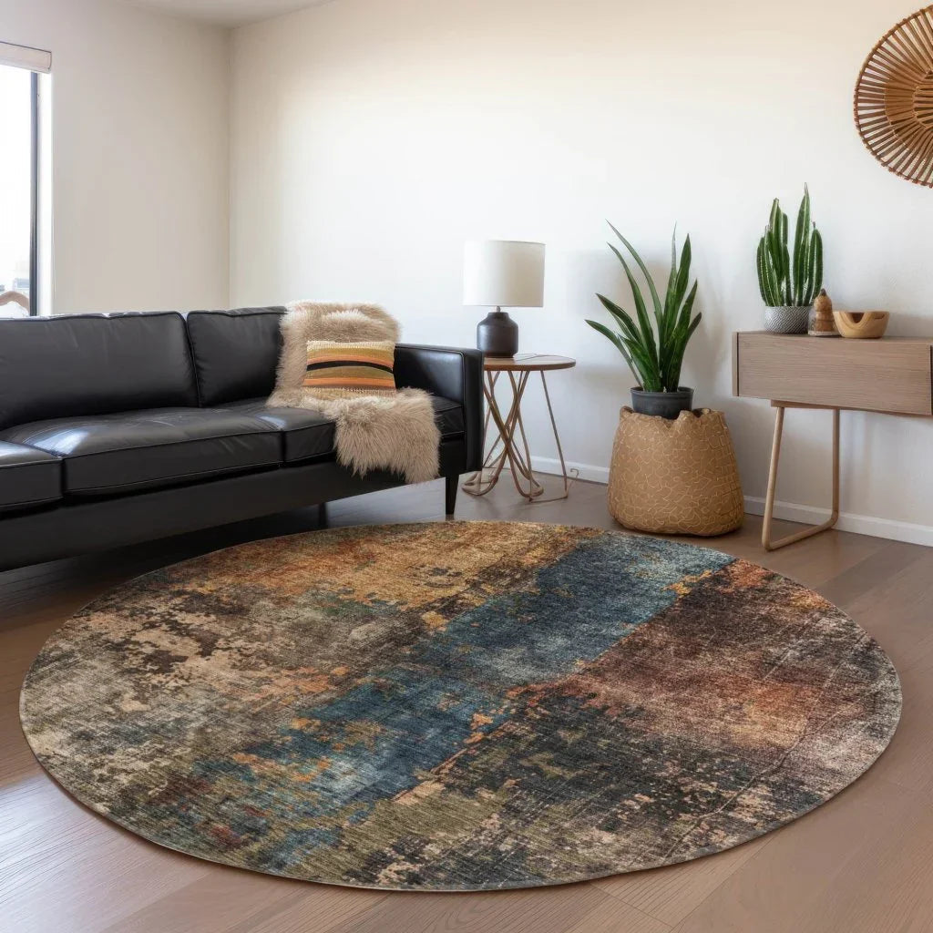 LOOMLAN Rugs Nayara Blue Washable Indoor-Outdoor Rug