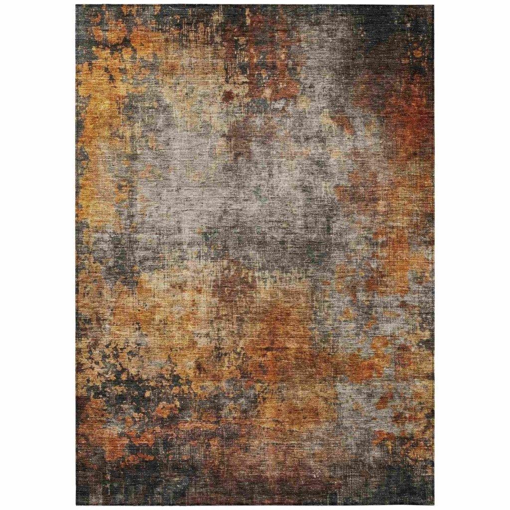 LOOMLAN Rugs Nazeera Orange Washable Indoor-Outdoor Rug