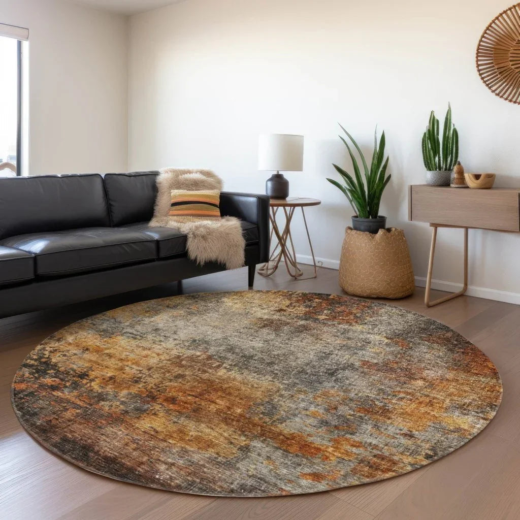 LOOMLAN Rugs Nazeera Orange Washable Indoor-Outdoor Rug