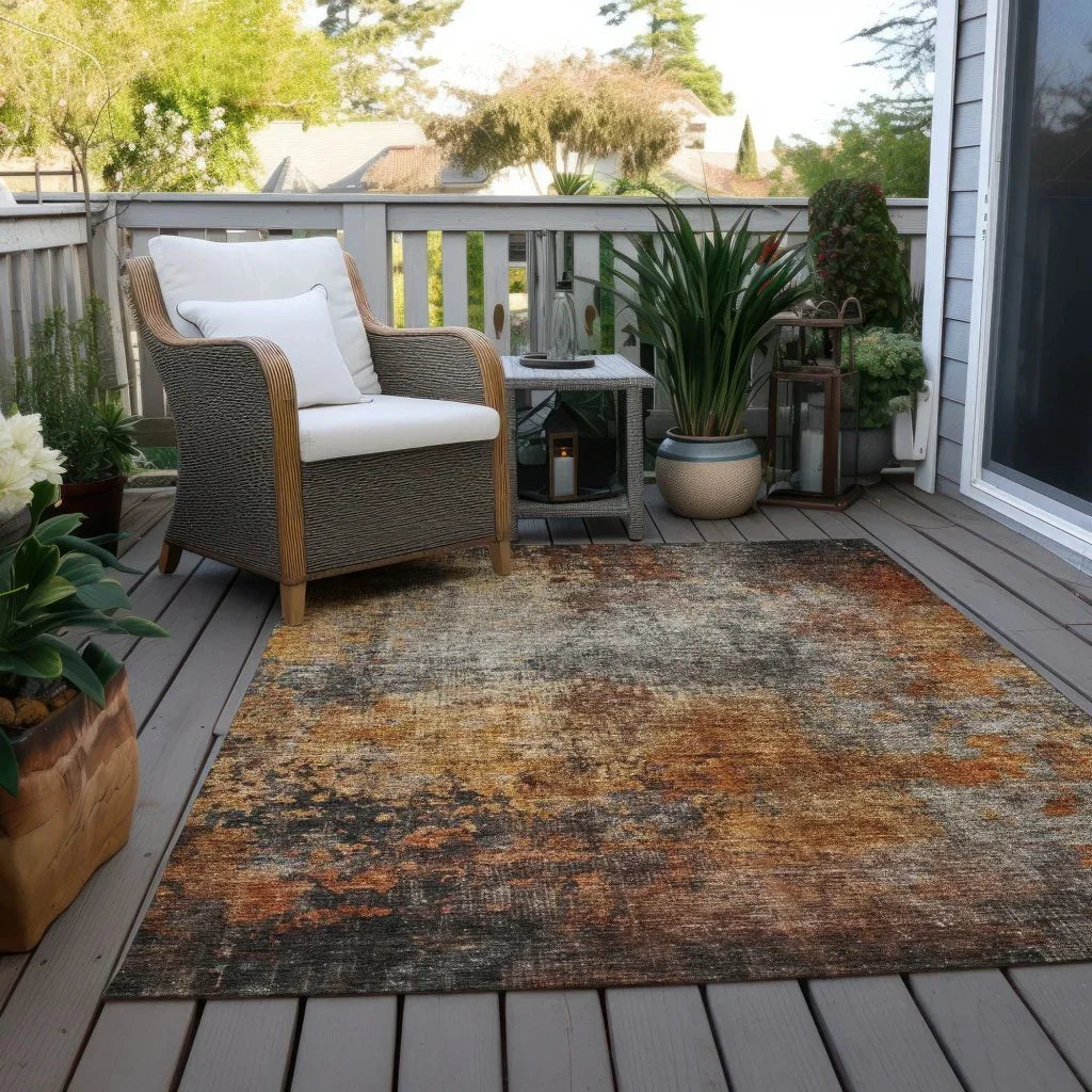 LOOMLAN Rugs Nazeera Orange Washable Indoor-Outdoor Rug