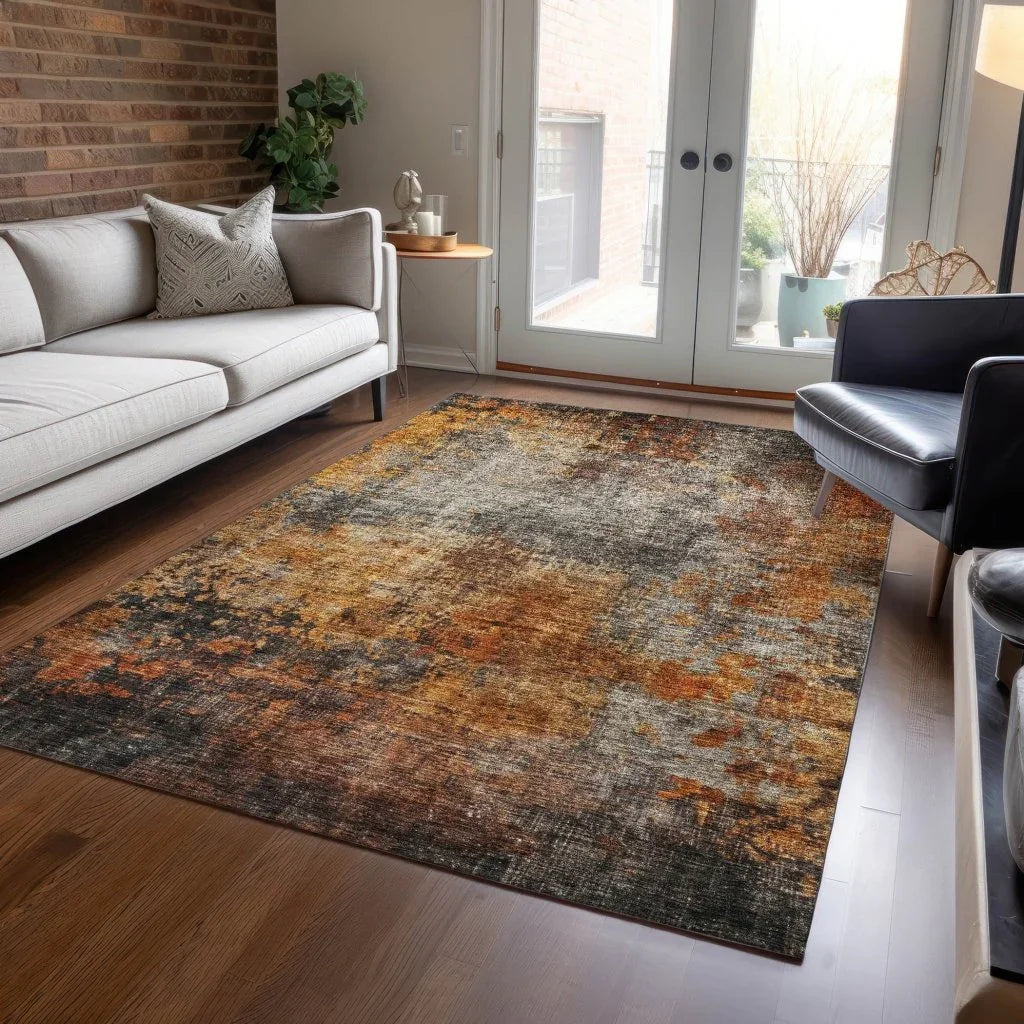 LOOMLAN Rugs Nazeera Orange Washable Indoor-Outdoor Rug