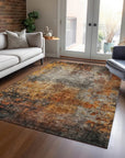 LOOMLAN Rugs Nazeera Orange Washable Indoor-Outdoor Rug