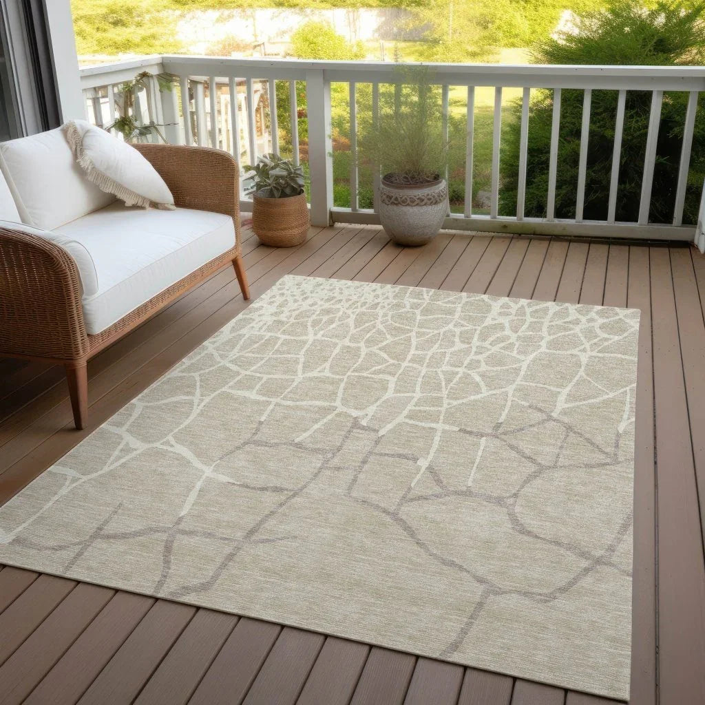 LOOMLAN Rugs Nazira Beige Washable Indoor-Outdoor Rug