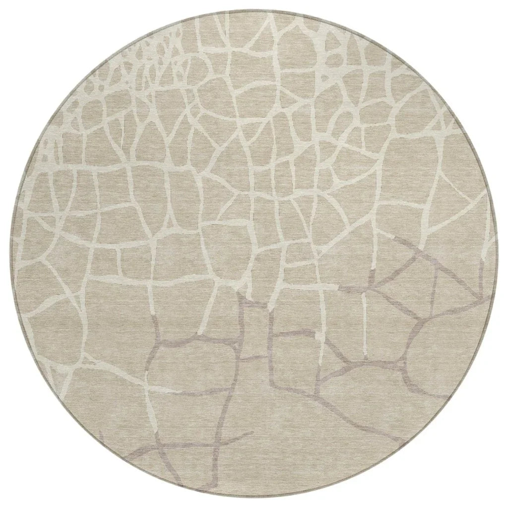 LOOMLAN Rugs Nazira Beige Washable Indoor-Outdoor Rug