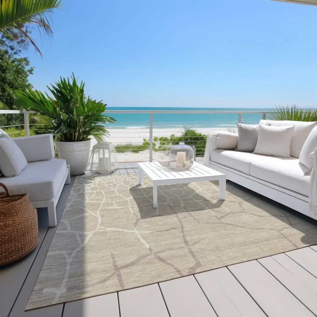 LOOMLAN Rugs Nazira Beige Washable Indoor-Outdoor Rug