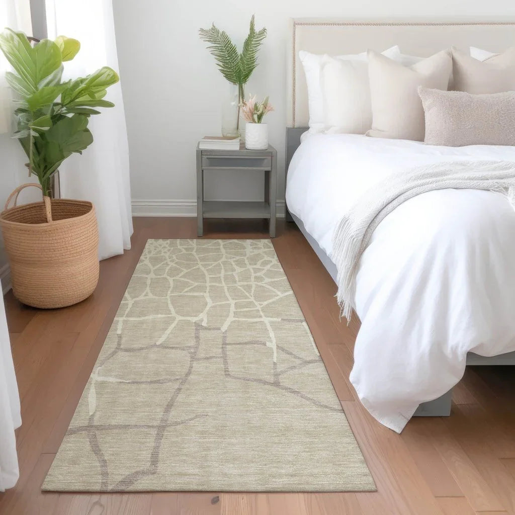 LOOMLAN Rugs Nazira Beige Washable Indoor-Outdoor Rug