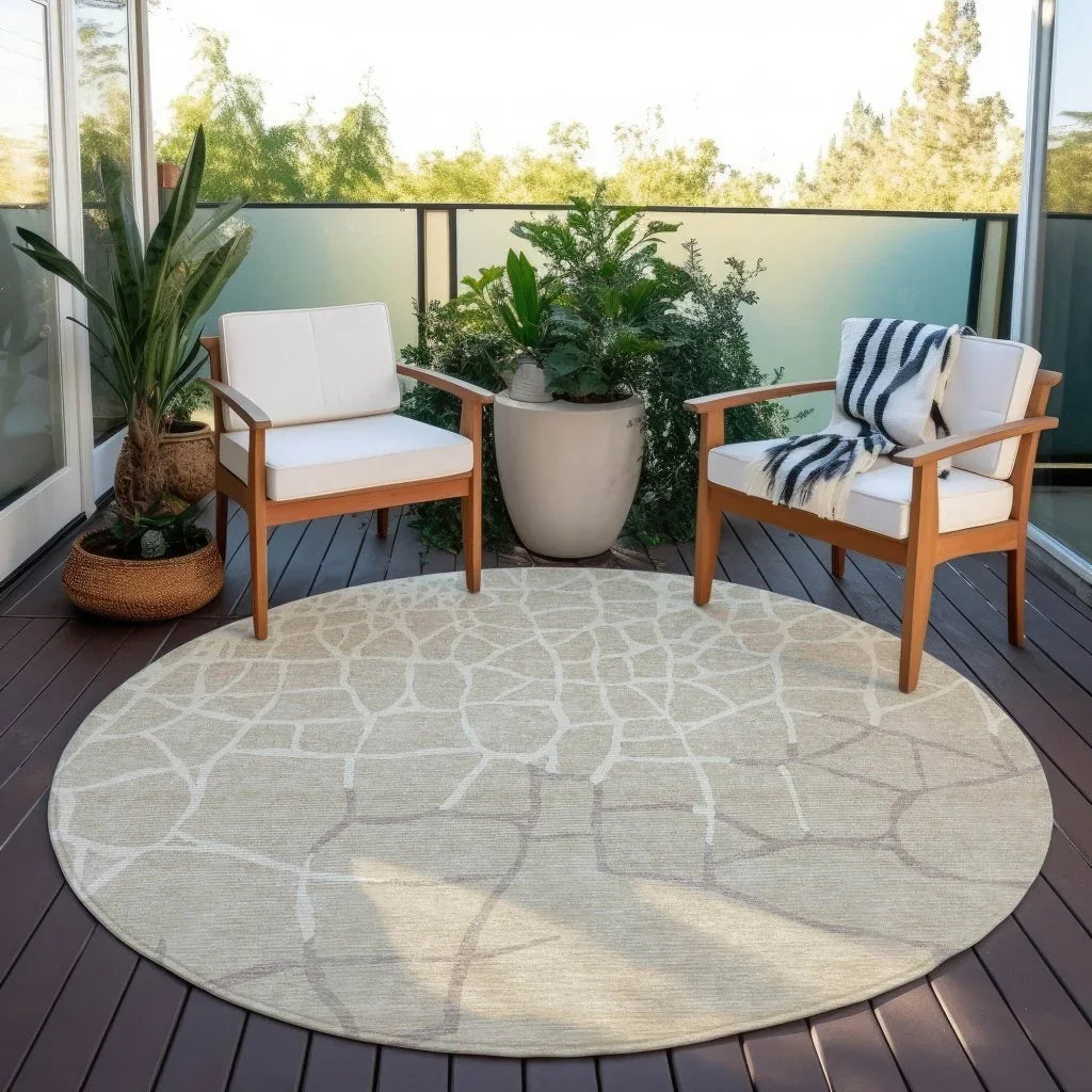 LOOMLAN Rugs Nazira Beige Washable Indoor-Outdoor Rug