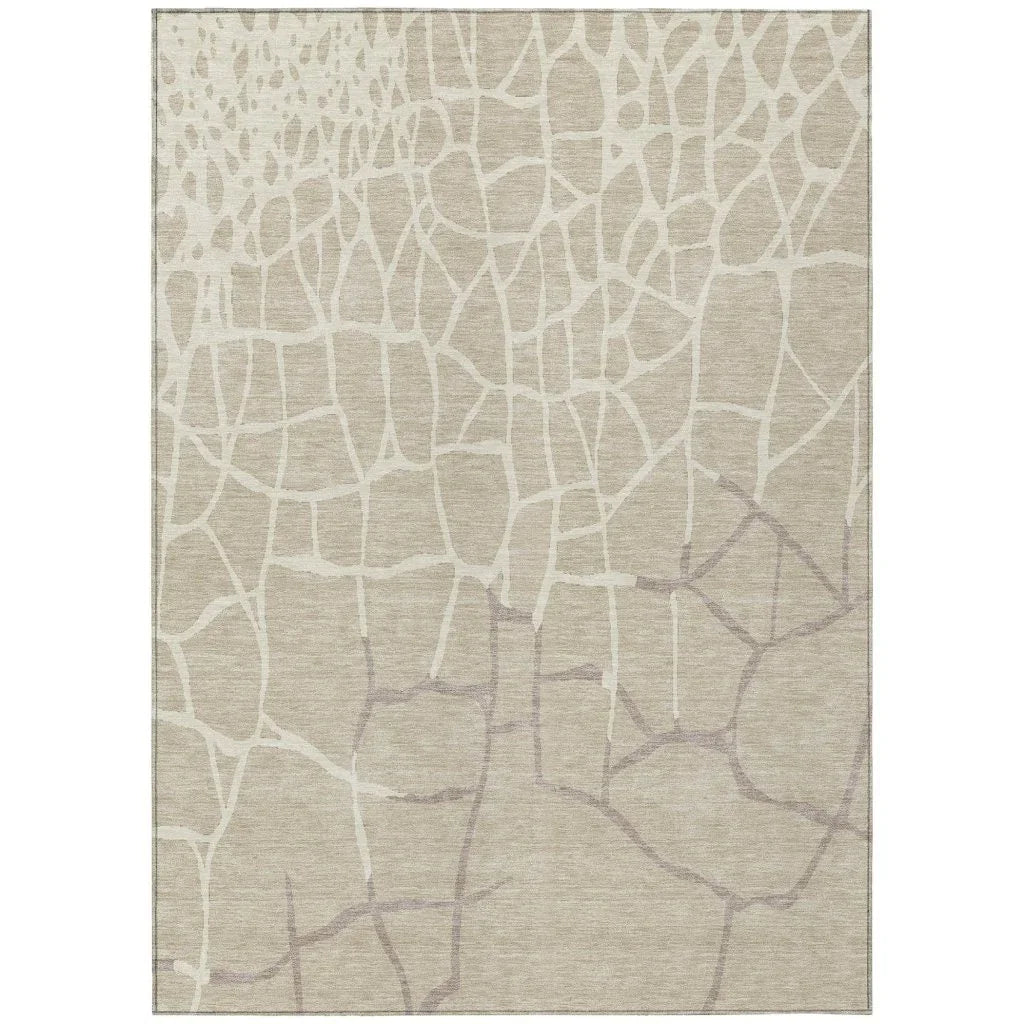 LOOMLAN Rugs Nazira Beige Washable Indoor-Outdoor Rug