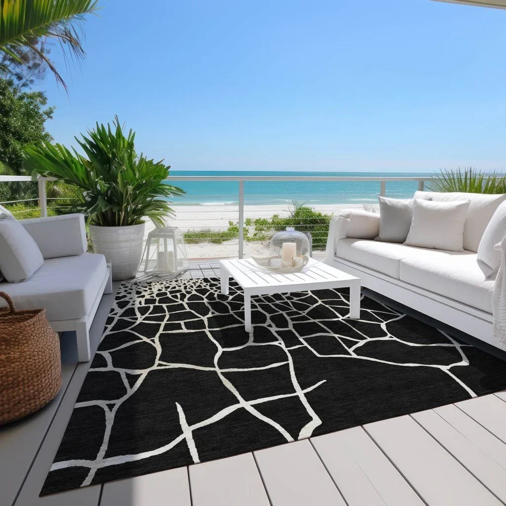 LOOMLAN Rugs Nazira Black Washable Indoor-Outdoor Rug