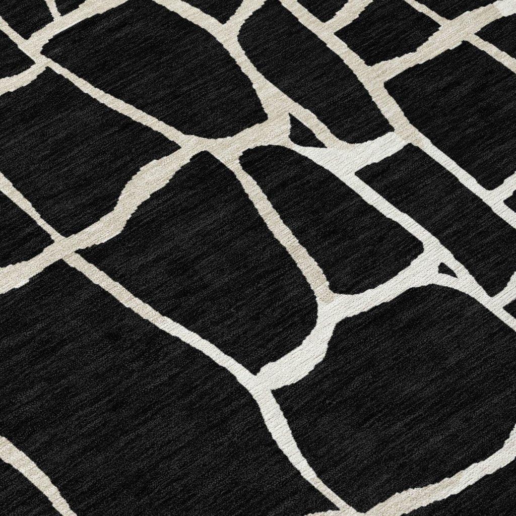 LOOMLAN Rugs Nazira Black Washable Indoor-Outdoor Rug