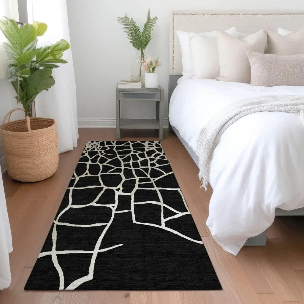 LOOMLAN Rugs Nazira Black Washable Indoor-Outdoor Rug