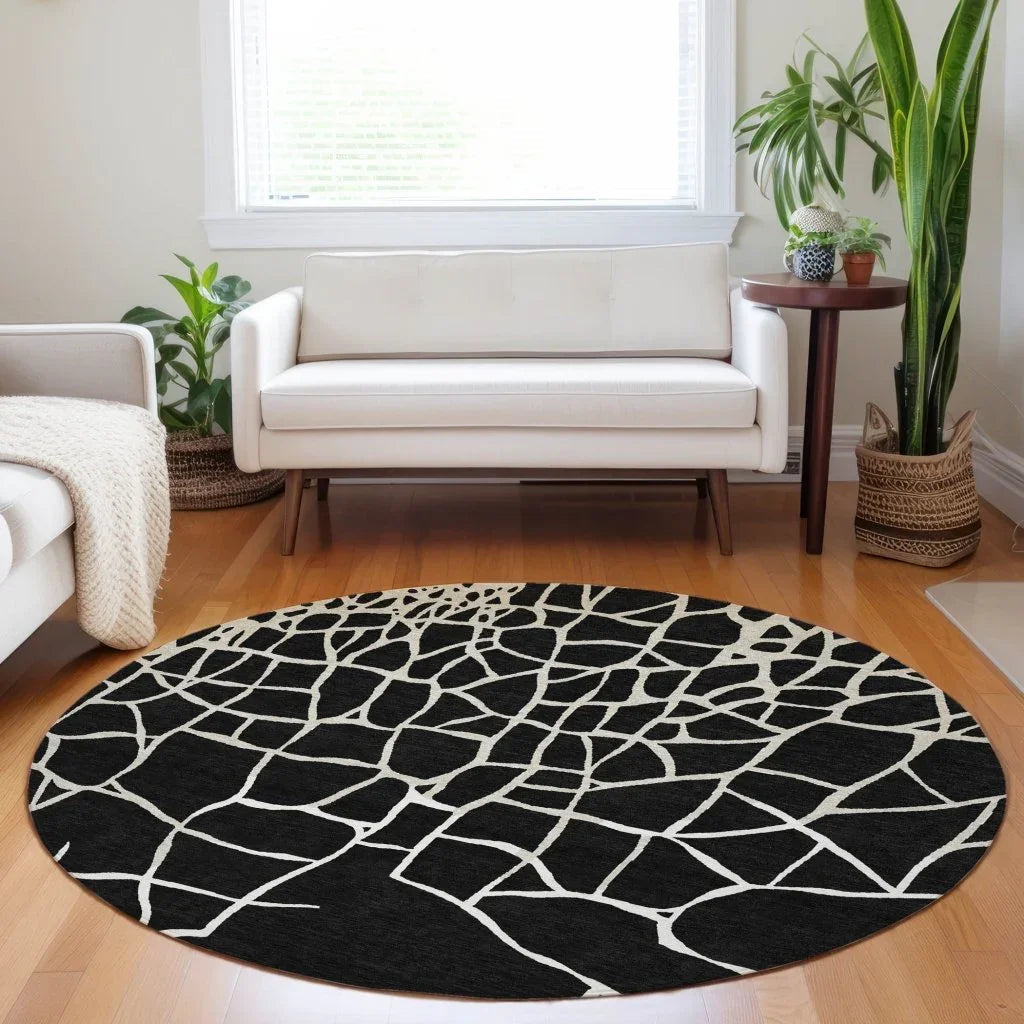 LOOMLAN Rugs Nazira Black Washable Indoor-Outdoor Rug