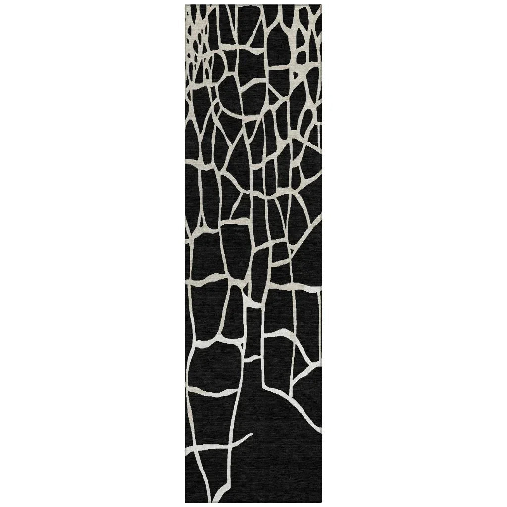 LOOMLAN Rugs Nazira Black Washable Indoor-Outdoor Rug