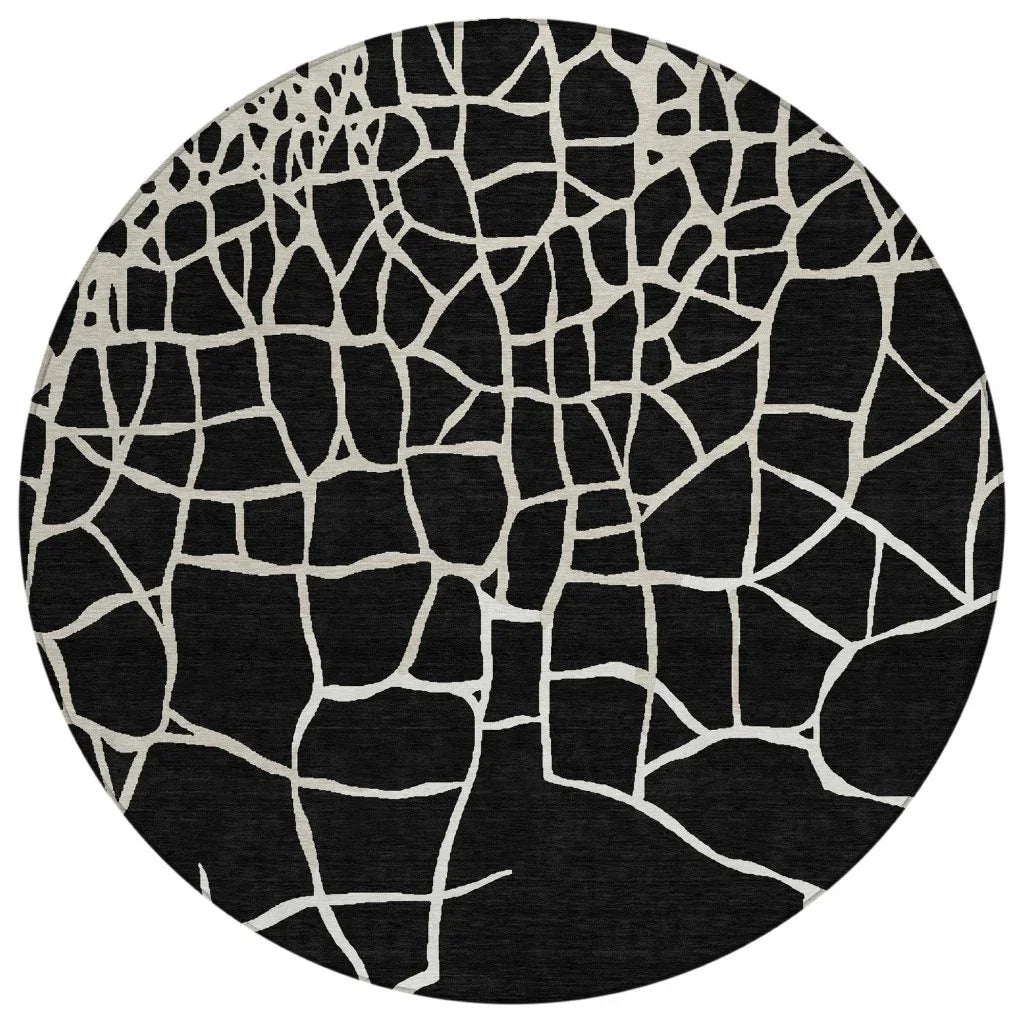 LOOMLAN Rugs Nazira Black Washable Indoor-Outdoor Rug