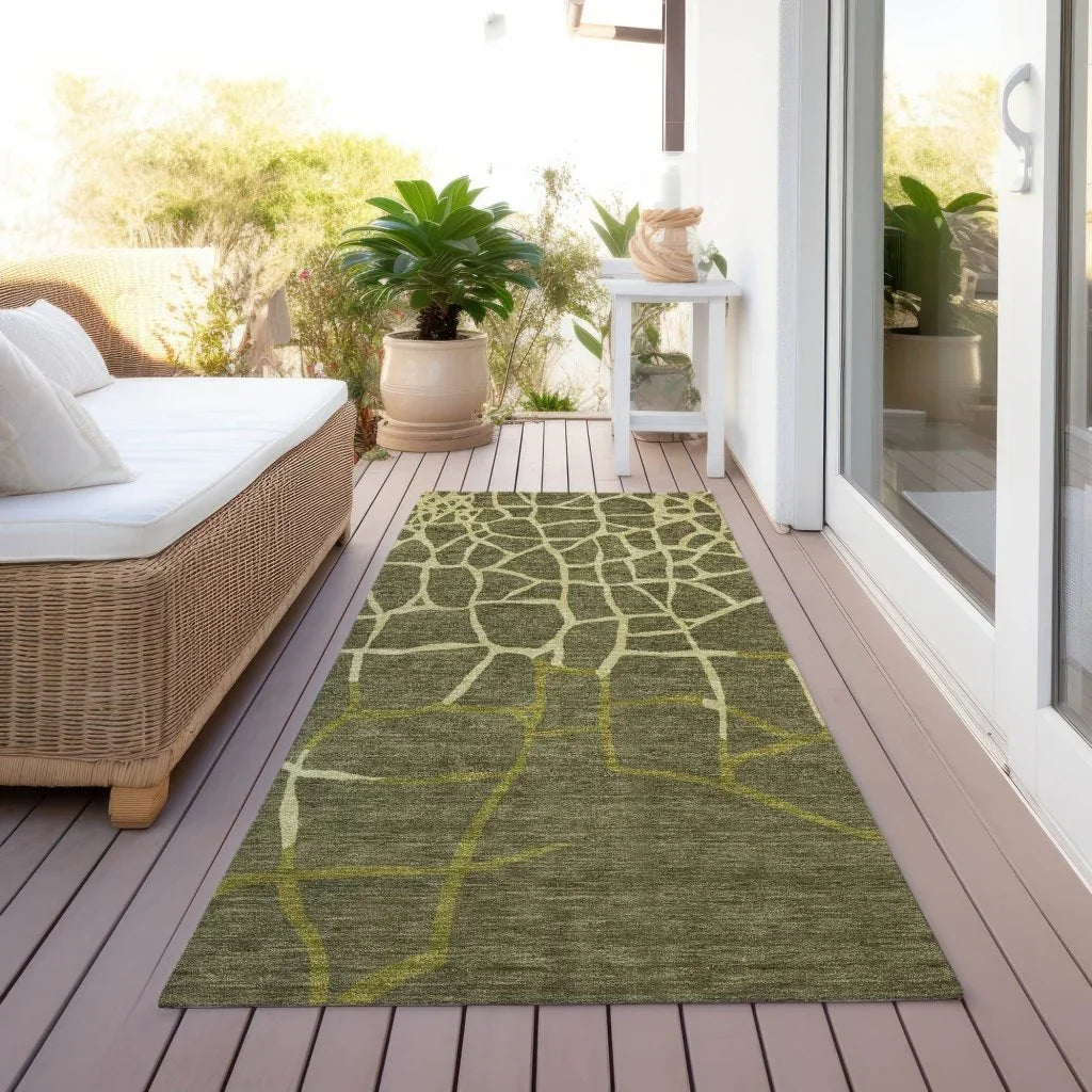 LOOMLAN Rugs Nazira Olive Washable Indoor-Outdoor Rug