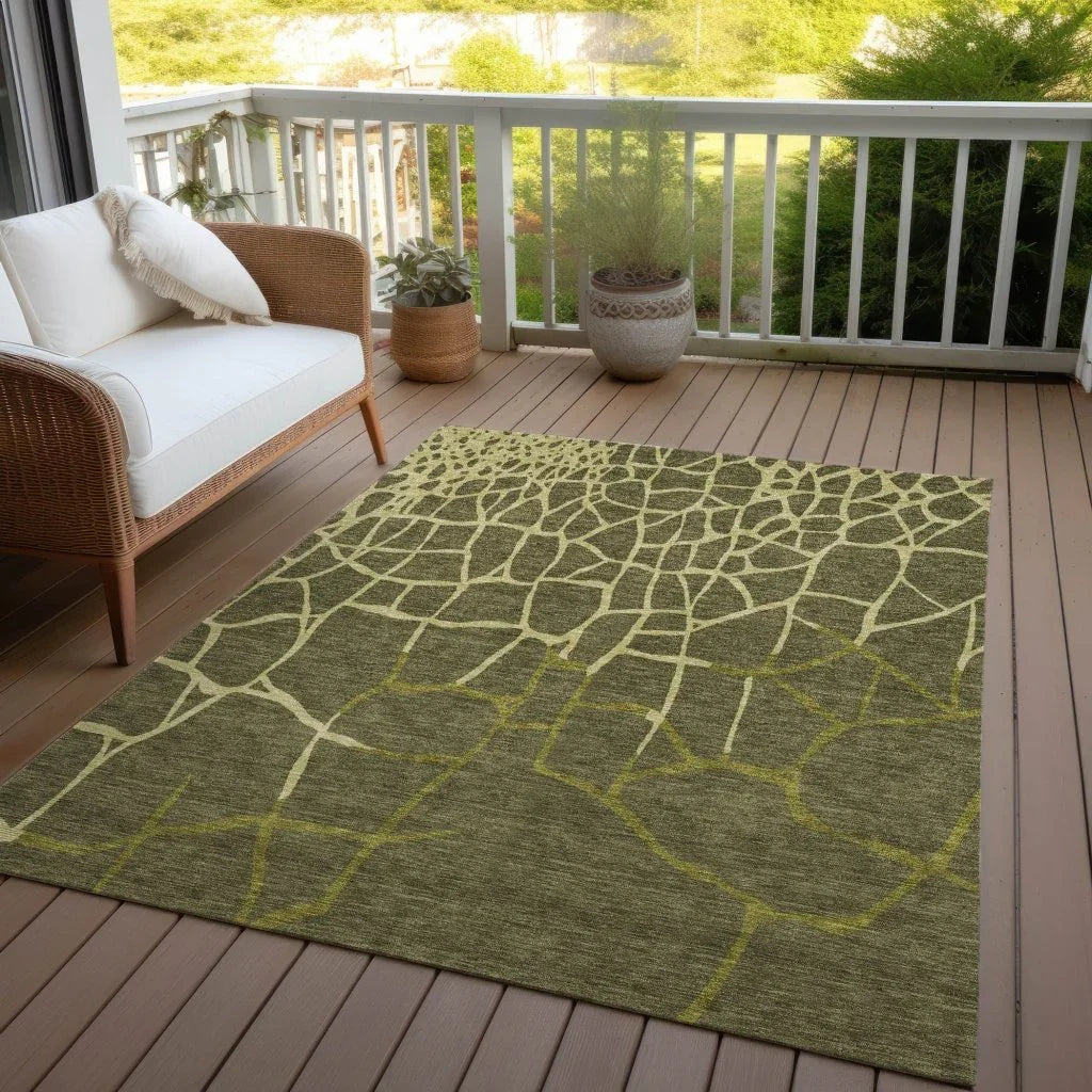 LOOMLAN Rugs Nazira Olive Washable Indoor-Outdoor Rug