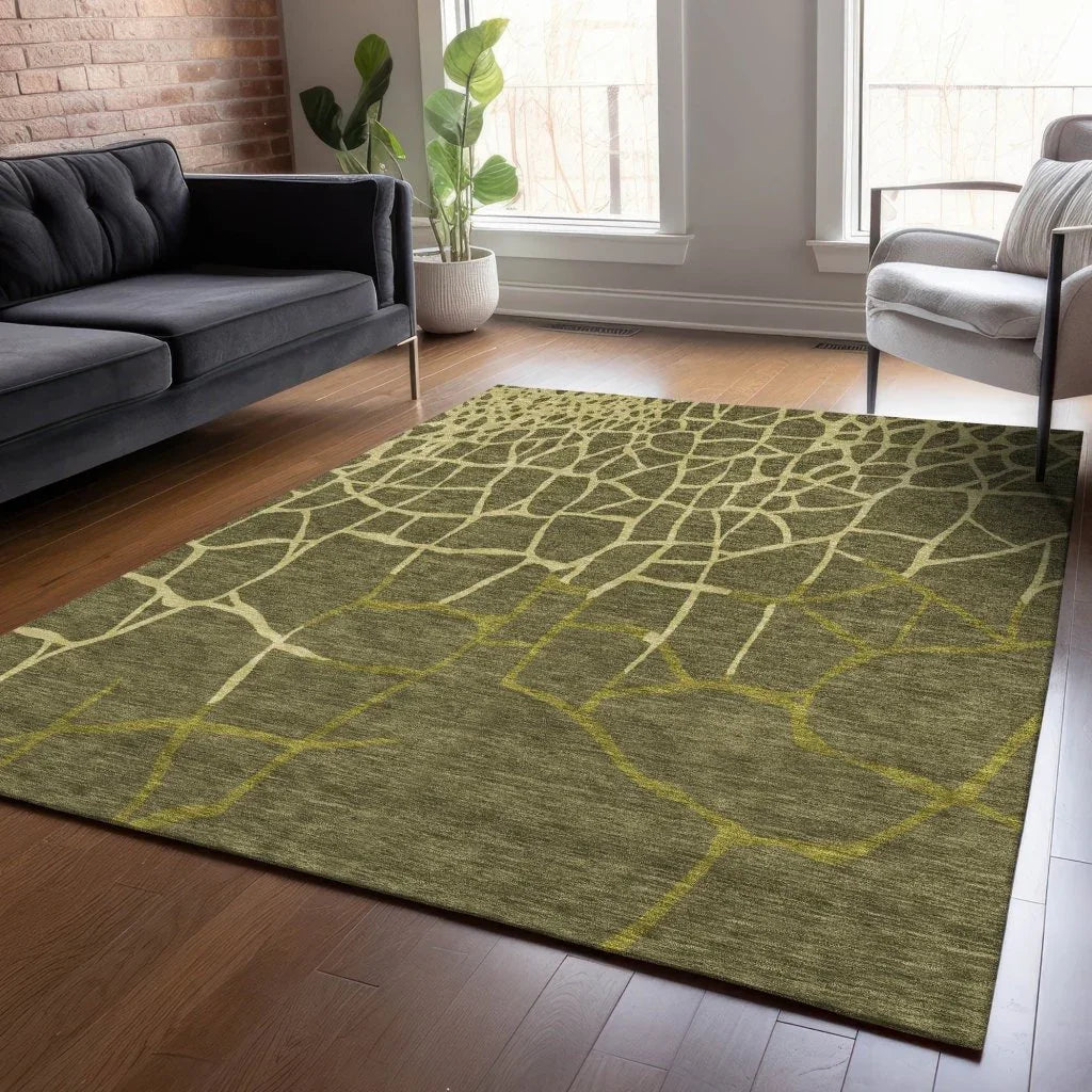 LOOMLAN Rugs Nazira Olive Washable Indoor-Outdoor Rug