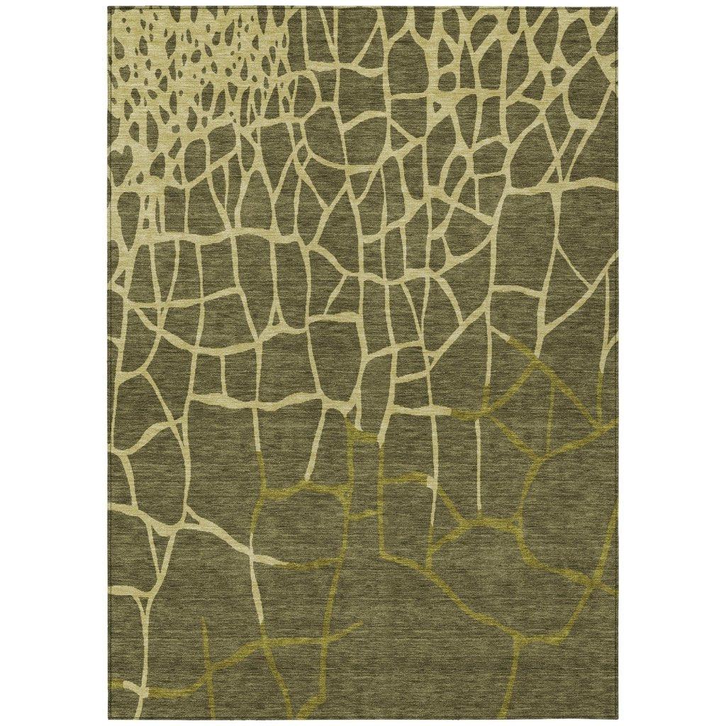 LOOMLAN Rugs Nazira Olive Washable Indoor-Outdoor Rug