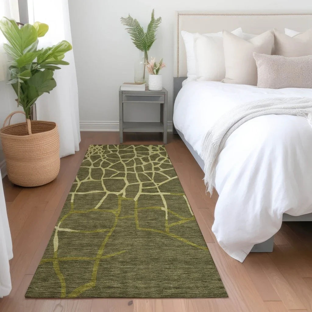 LOOMLAN Rugs Nazira Olive Washable Indoor-Outdoor Rug