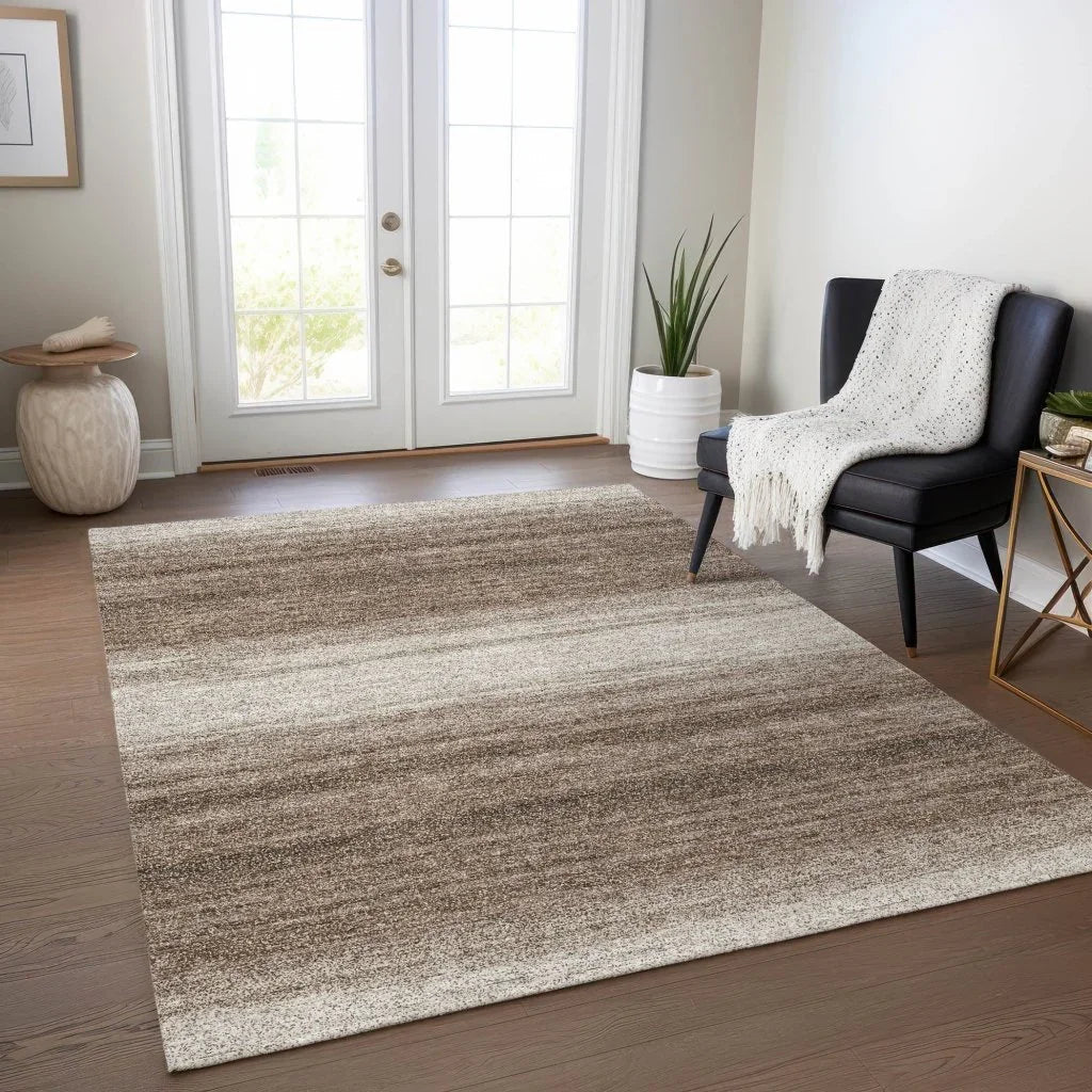 LOOMLAN Rugs Nira Brown Washable Indoor-Outdoor Rug