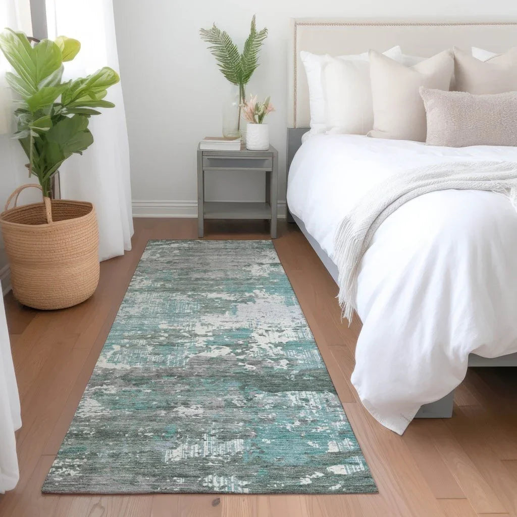 LOOMLAN Rugs Nixane Blue Washable Indoor-Outdoor Rug