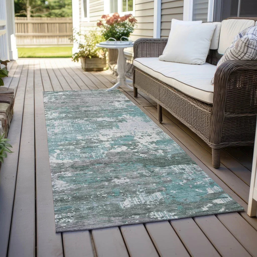 LOOMLAN Rugs Nixane Blue Washable Indoor-Outdoor Rug