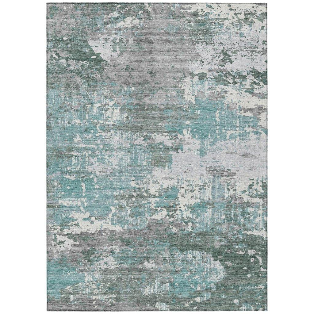LOOMLAN Rugs Nixane Blue Washable Indoor-Outdoor Rug