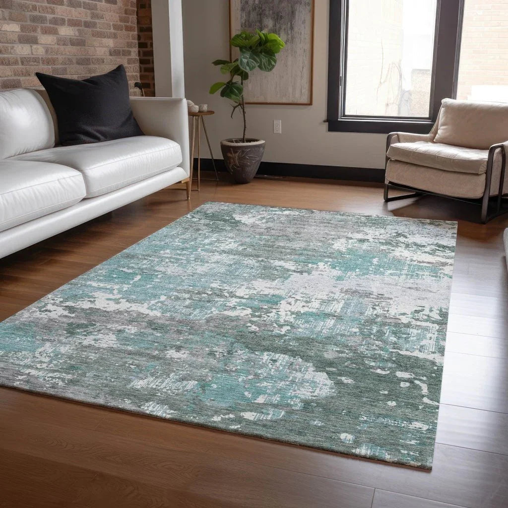LOOMLAN Rugs Nixane Blue Washable Indoor-Outdoor Rug
