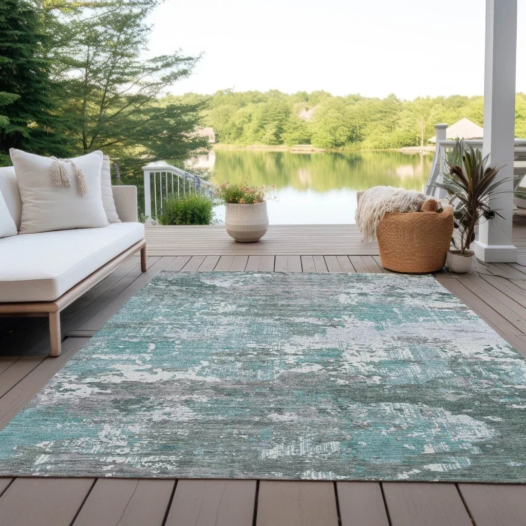 LOOMLAN Rugs Nixane Blue Washable Indoor-Outdoor Rug