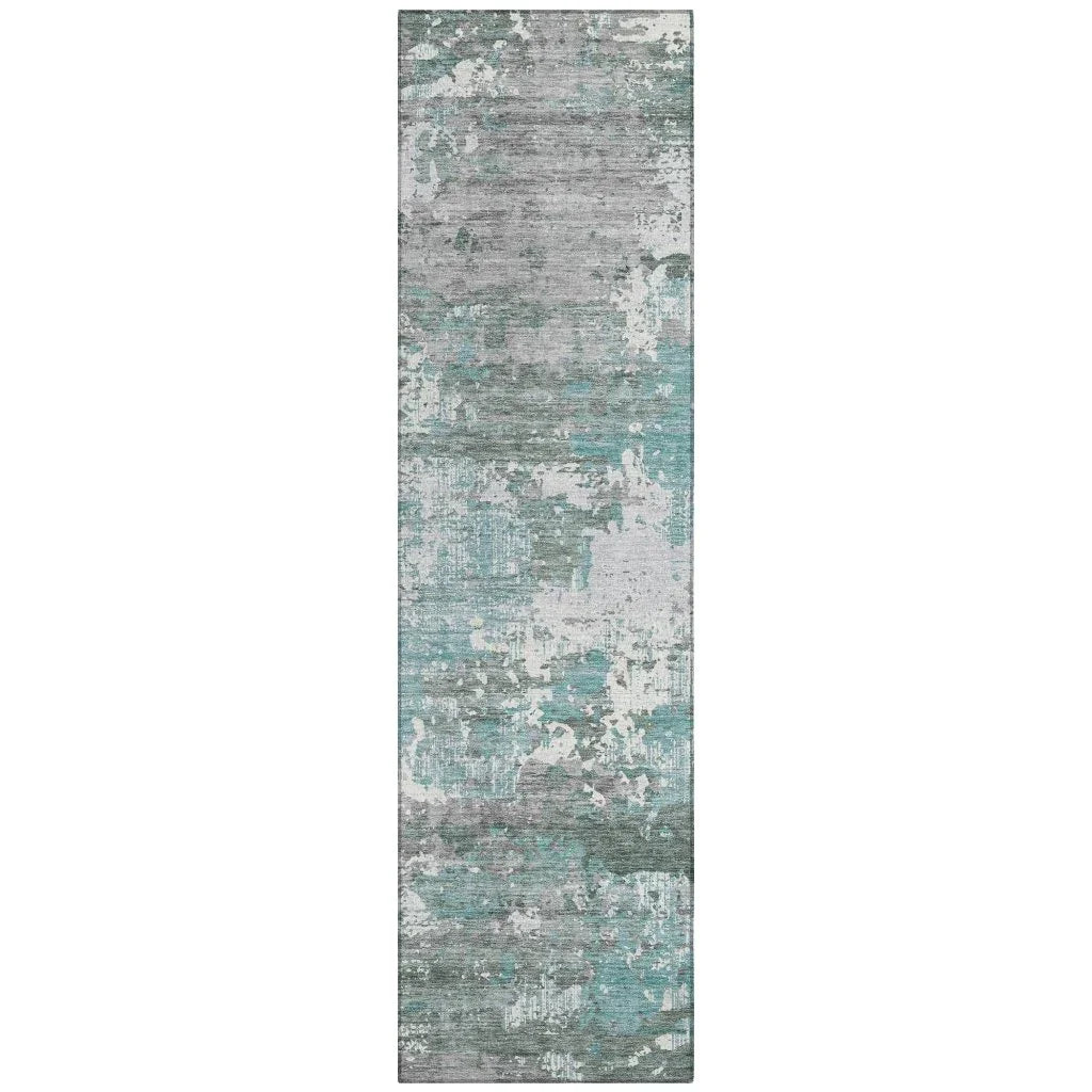 LOOMLAN Rugs Nixane Blue Washable Indoor-Outdoor Rug
