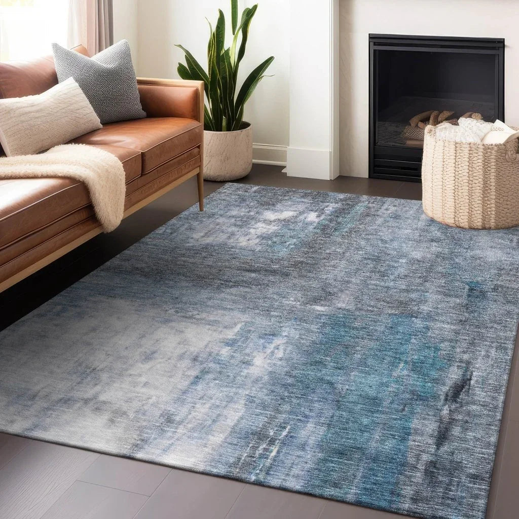 LOOMLAN Rugs Nocturne Blue Washable Indoor-Outdoor Rug