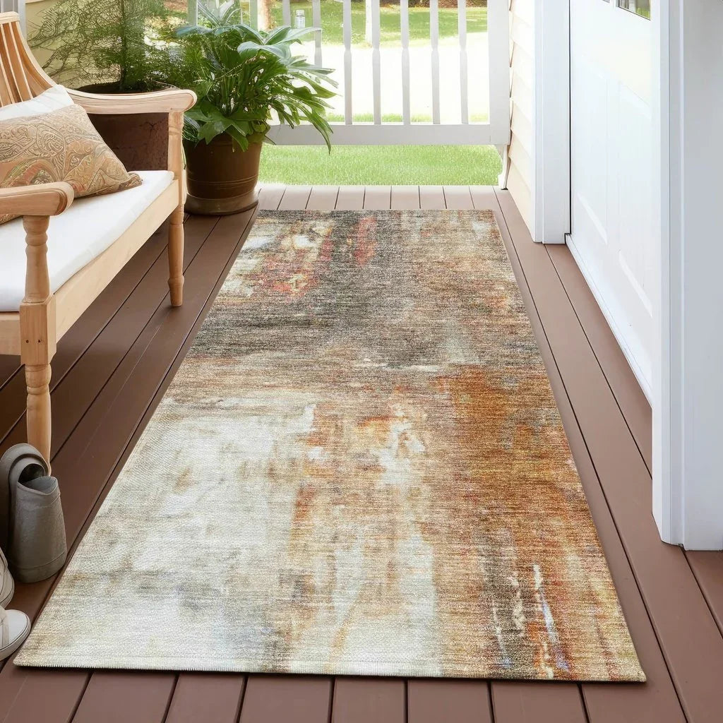 LOOMLAN Rugs Nocturne Orange Washable Indoor-Outdoor Rug