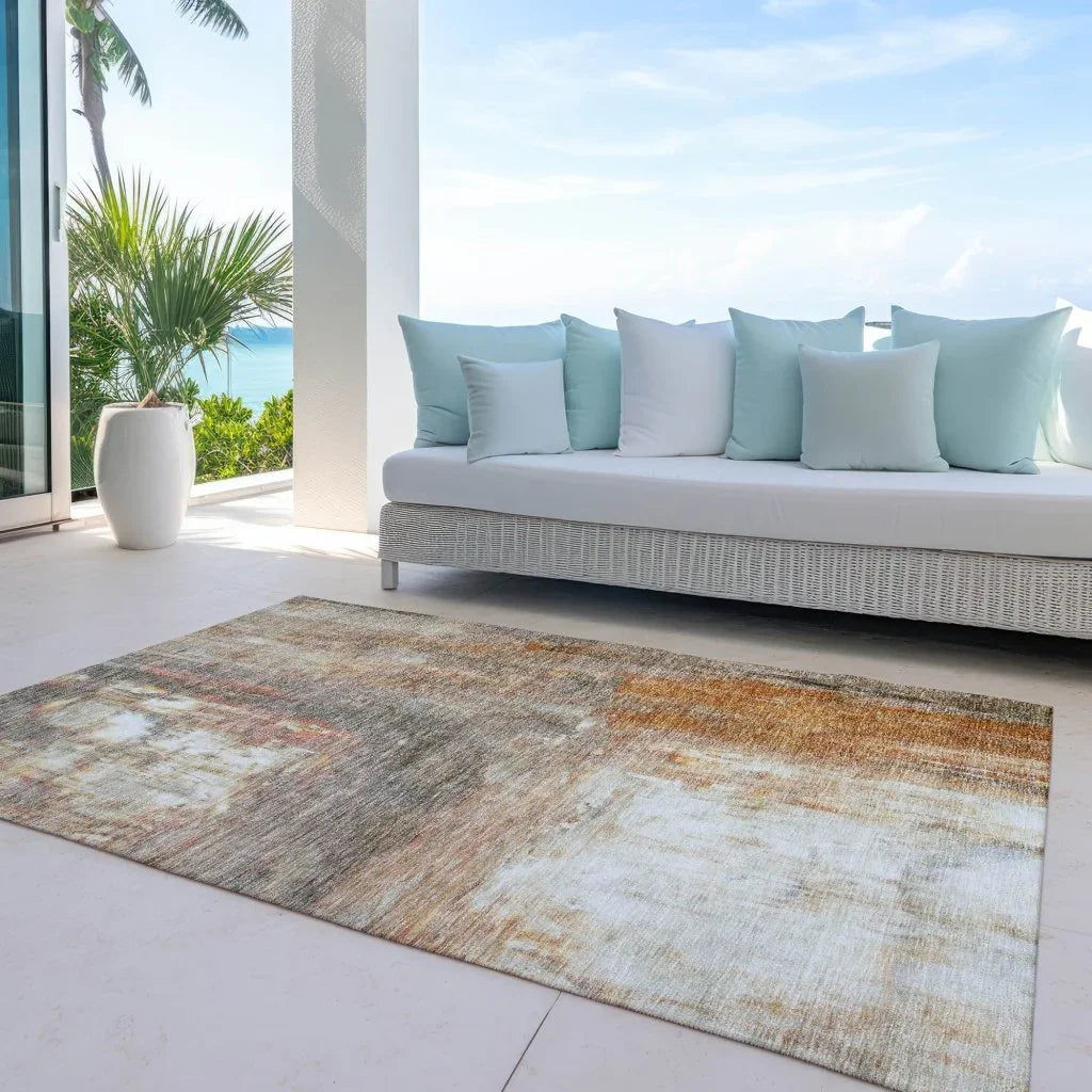 LOOMLAN Rugs Nocturne Orange Washable Indoor-Outdoor Rug