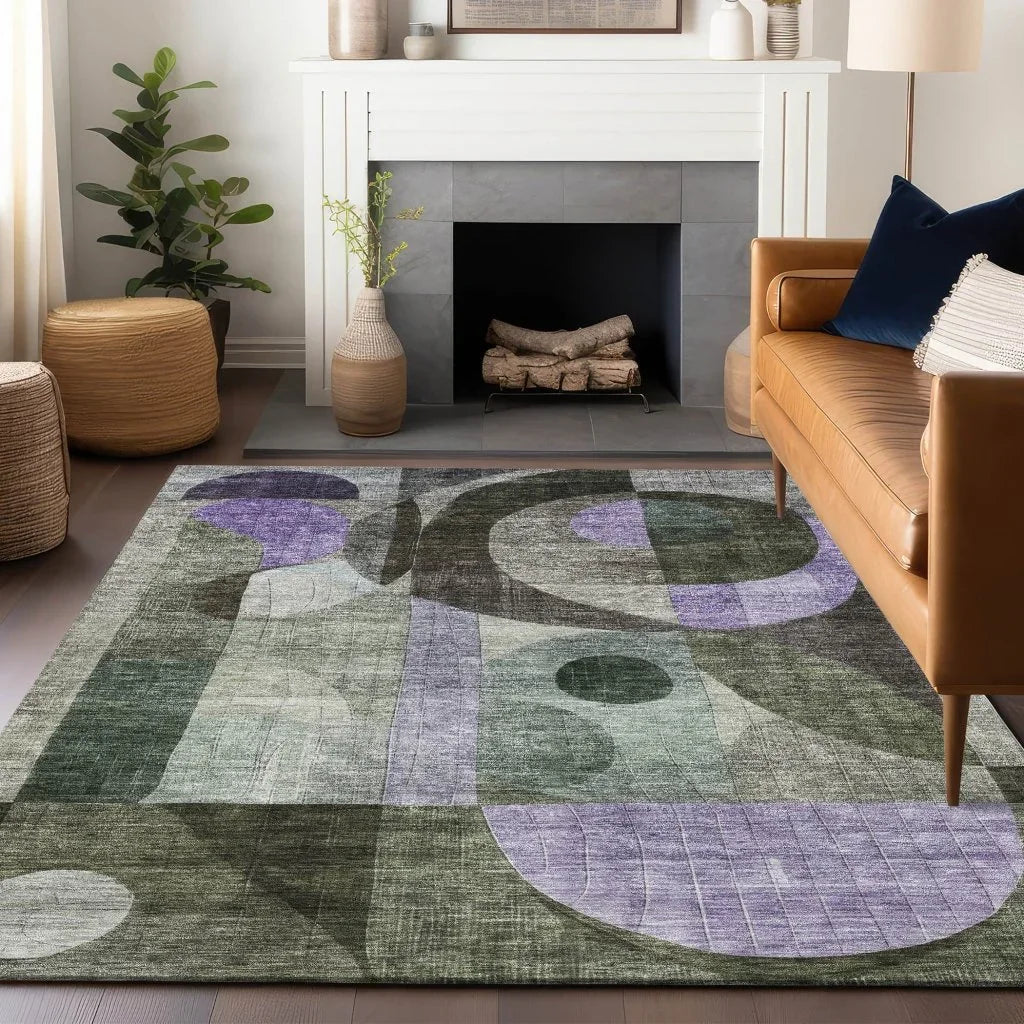 LOOMLAN Rugs Noel Olive Washable Indoor-Outdoor Rug