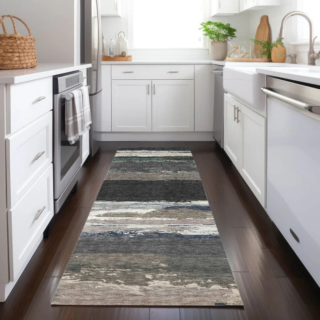 LOOMLAN Rugs Nomaria Black Washable Indoor-Outdoor Rug