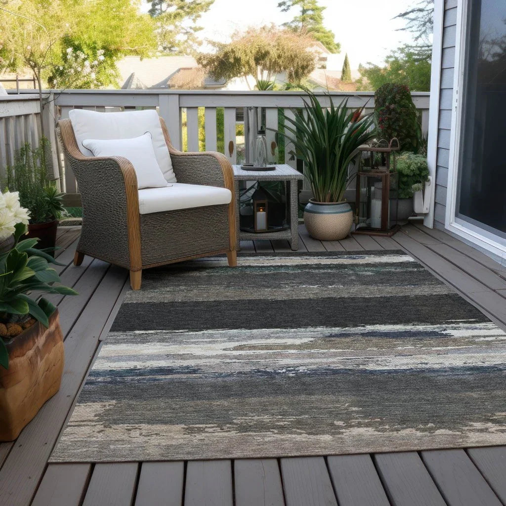 LOOMLAN Rugs Nomaria Black Washable Indoor-Outdoor Rug