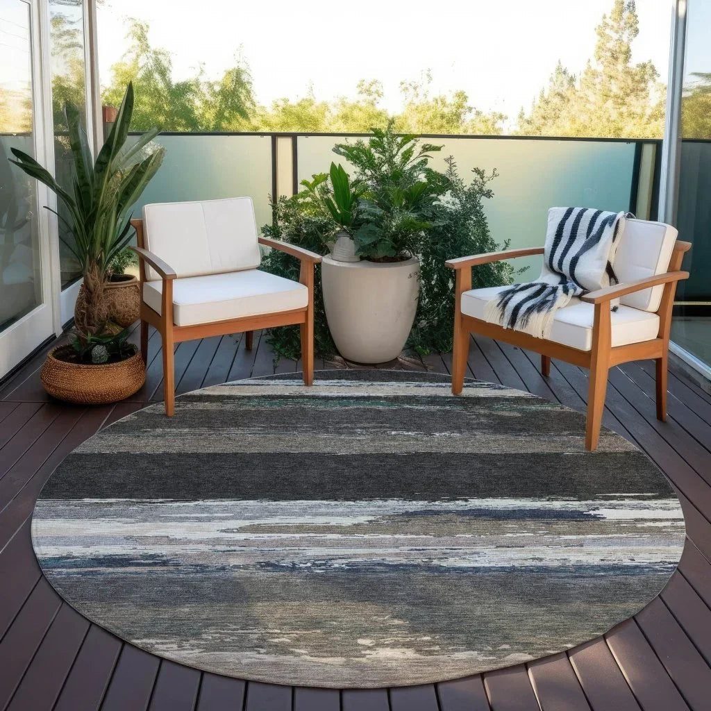 LOOMLAN Rugs Nomaria Black Washable Indoor-Outdoor Rug
