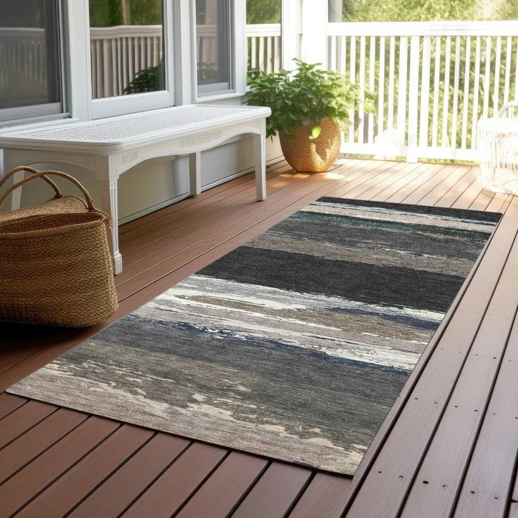 LOOMLAN Rugs Nomaria Black Washable Indoor-Outdoor Rug